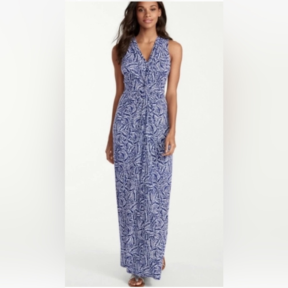 Tommy Bahama Blue Print Brush Strokes Maxi Dress Size XXS 2XS Vacation Tropical